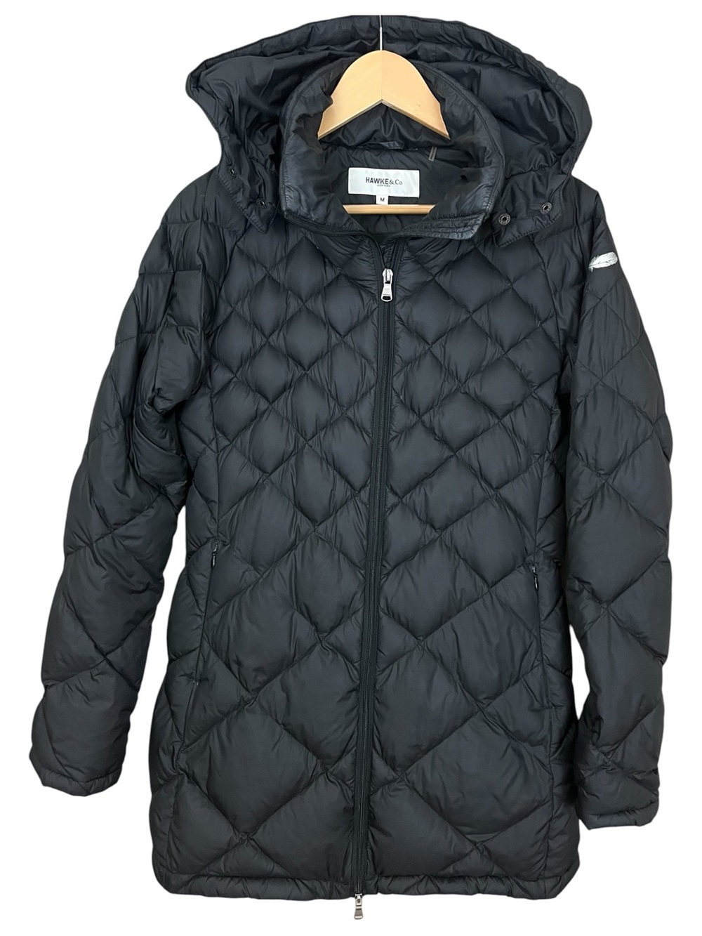 Hawke & Co. Women’s Black Quilted Puffer Coat Removable Hood Size Medium
